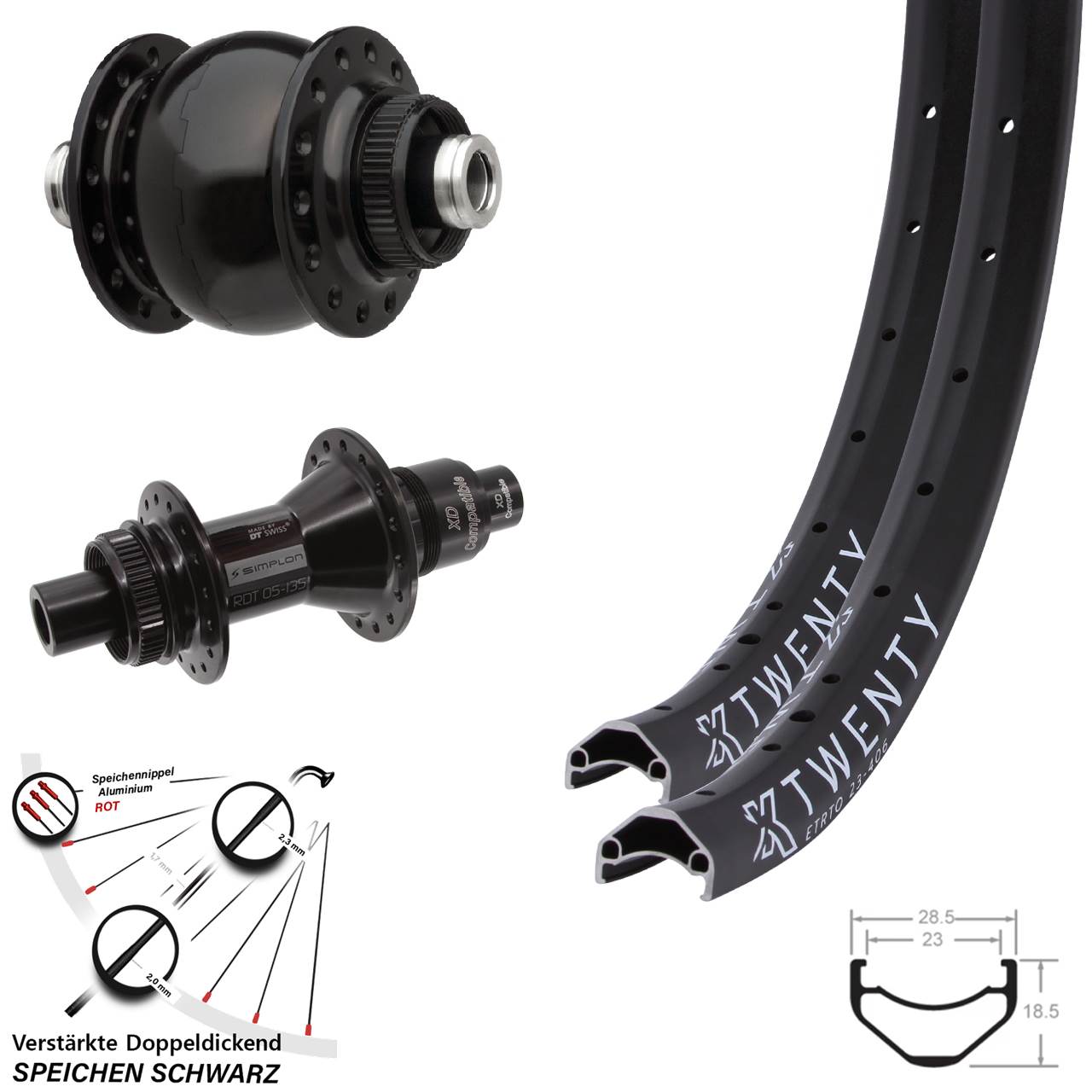 KX Twenty DT Swiss 370 SON delux 20 Zoll Centerlock Laufradsatz 12x100/142 SRAM XD