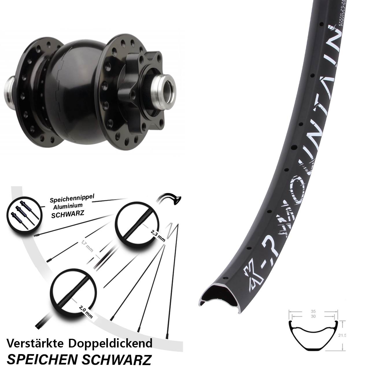 29 Zoll KX-R Mountain SON 28 Disc Nabendynamolaufrad 12x110 Boost