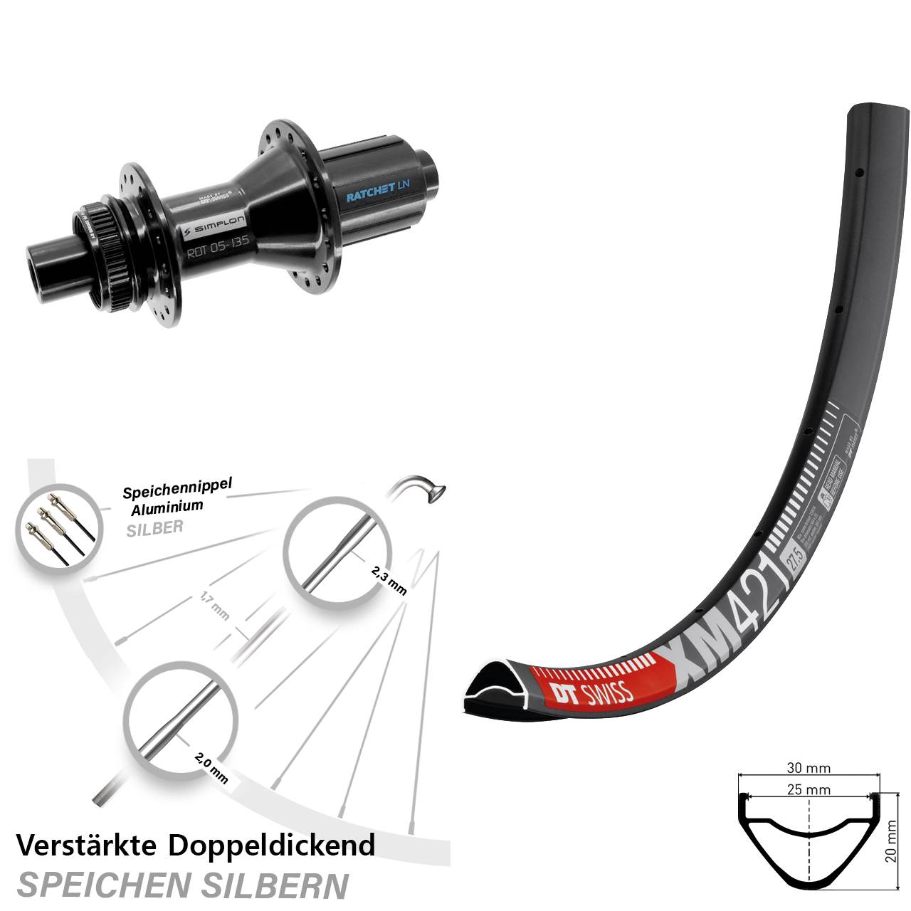 DT Swiss XM 421-370 Hybrid 29 Zoll Centerlock Hinterrad 12x142 8-11 fach