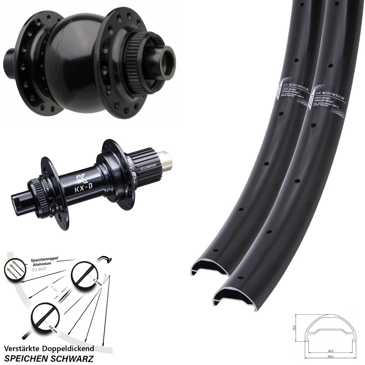 KX-B Mountain SON 28 29 Zoll Disc Laufradsatz 15x110 12x148 Boost Shimano Micro Spline