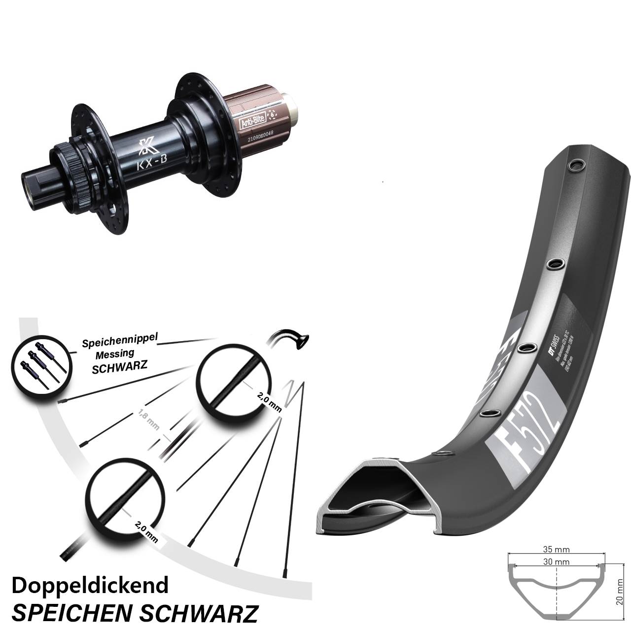 27,5 Zoll DT Swiss F572 Hinterrad KX-B Centerlock 8-12 fach 12x148