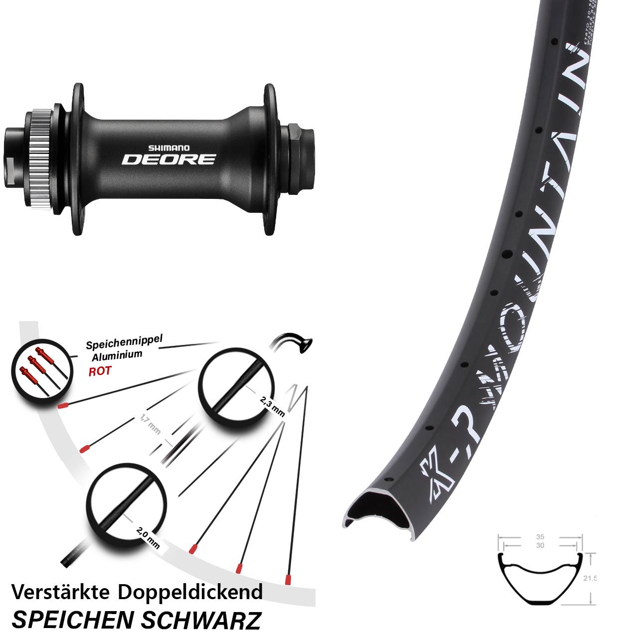 KX-R Mountain Shimano Deore 27,5 Zoll Disc Laufrad 15x110 Boost