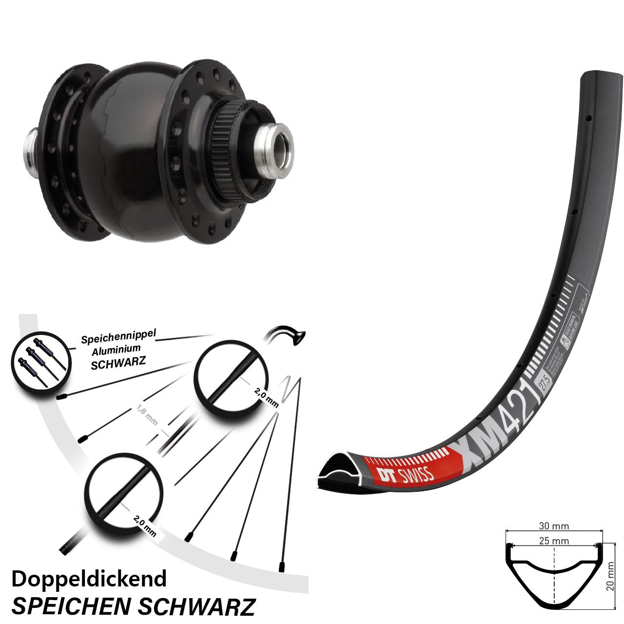 Vorderrad 29 Zoll DT Swiss XM 421 SON 28-12x100 Centerlock