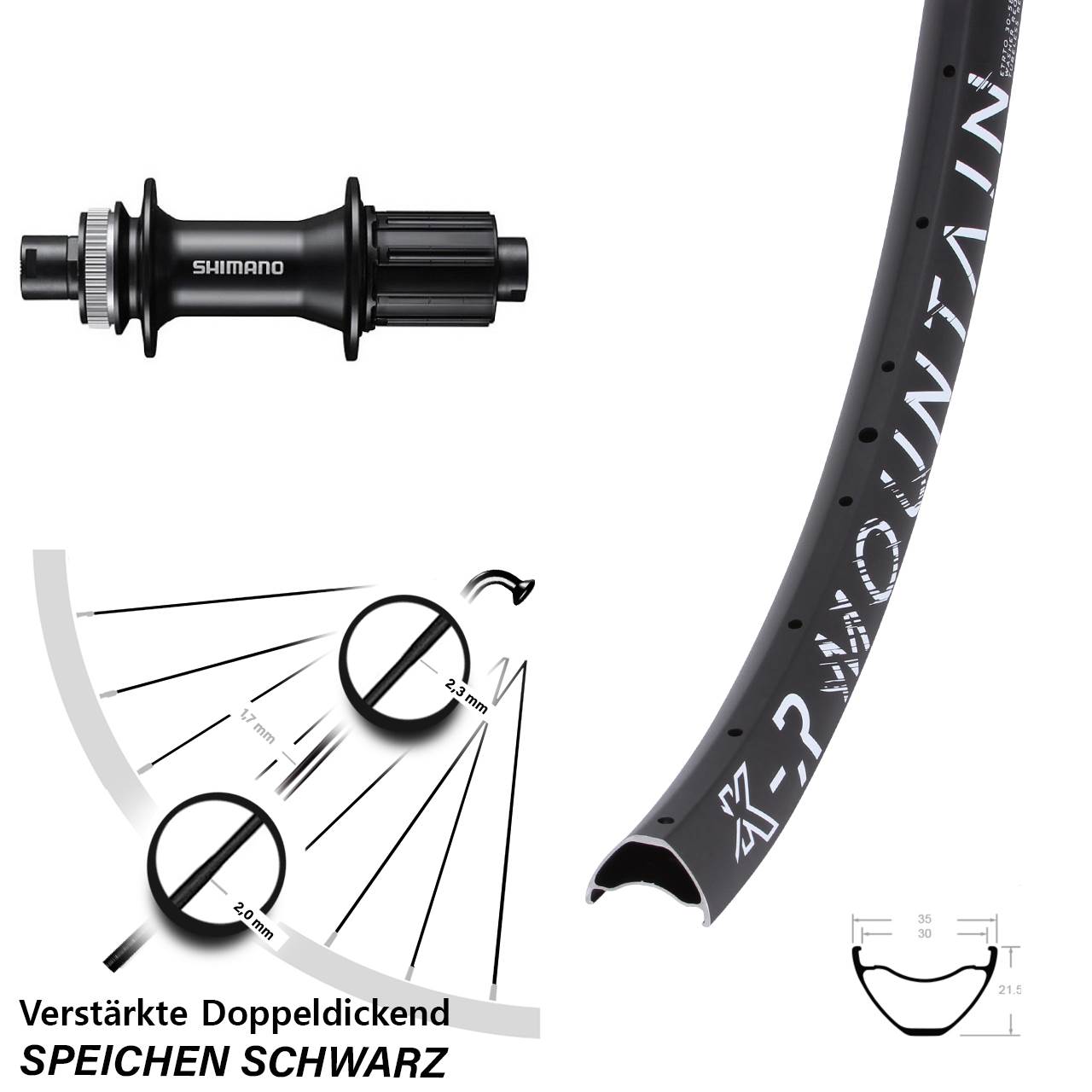 Disc Laufrad 12x142 29 Zoll KX-R Mountain Shimano FH-MT400 8-11 fach HG