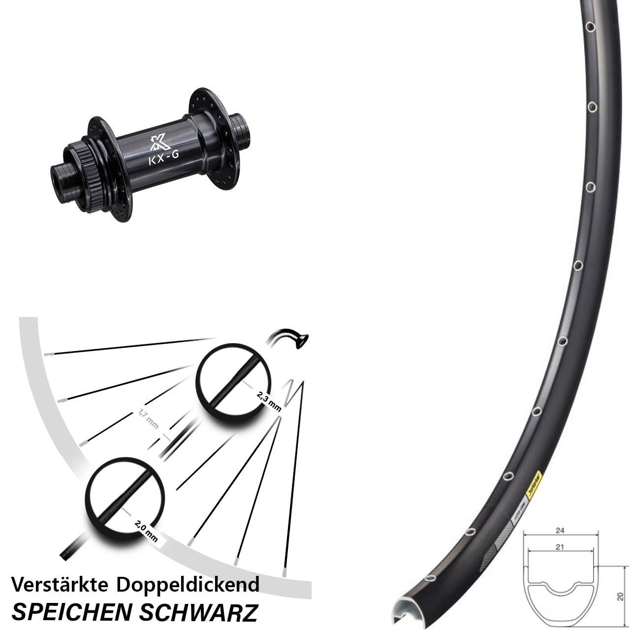 Mavic XC621 KX-G Gravel 29 Zoll Disc Laufrad 12x100