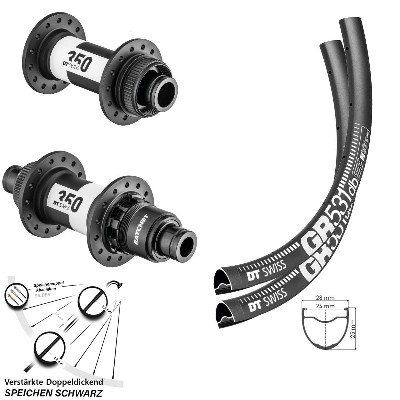 Laufradsatz Centerlock 15x110 12x148 27,5 Zoll DT Swiss GR531 350 XD