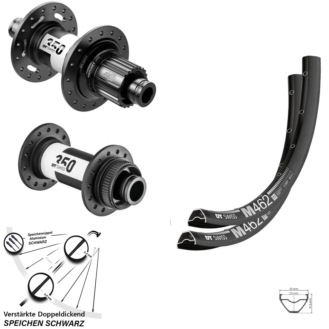 Centerlock Laufradsatz 15x110 12x148 27,5 Zoll DT Swiss M462 350 DEG72 Micro Spline