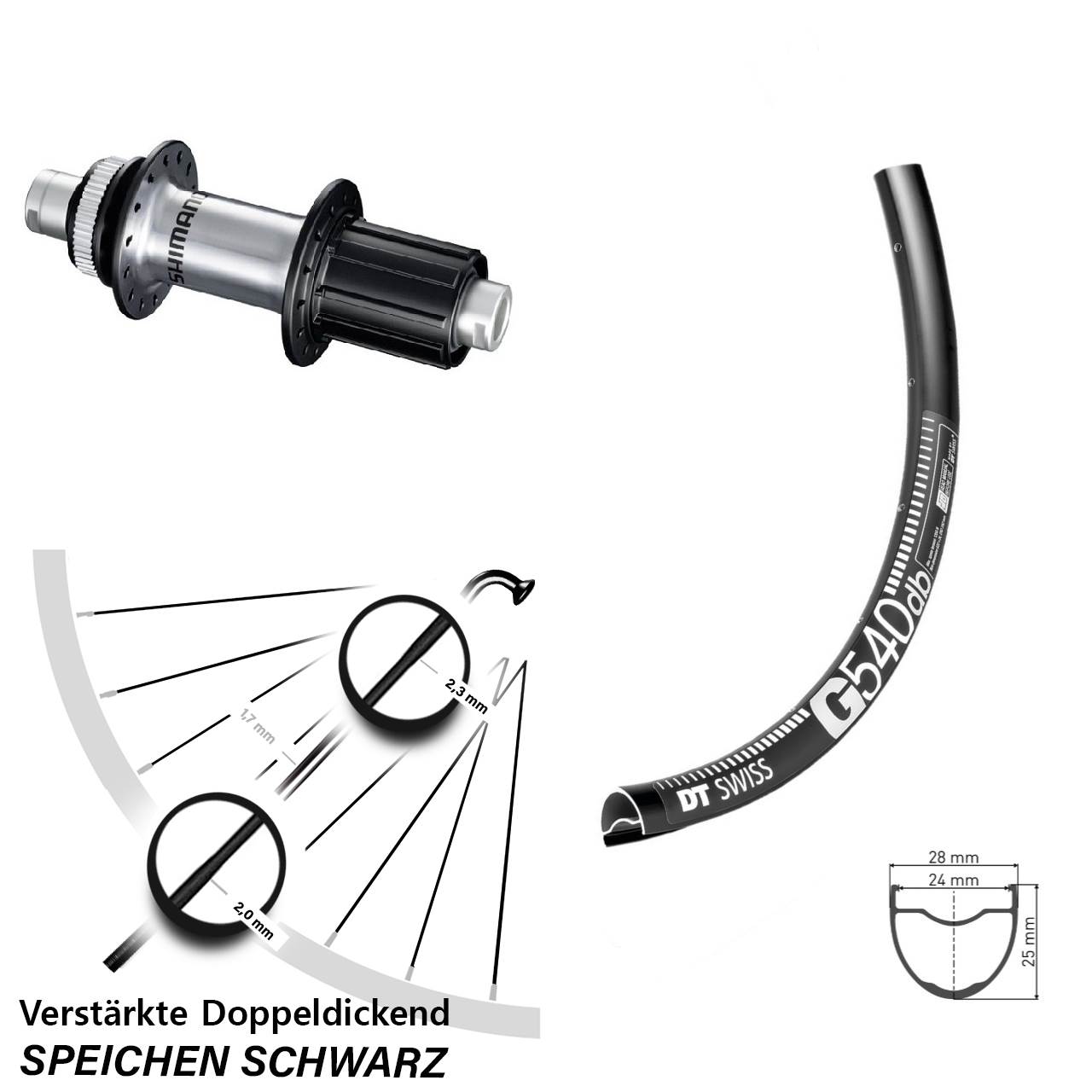Hinterrad Centerlock 29 Zoll DT Swiss G 540 Shimano FH-RS770 8-12 fach HG 12x142