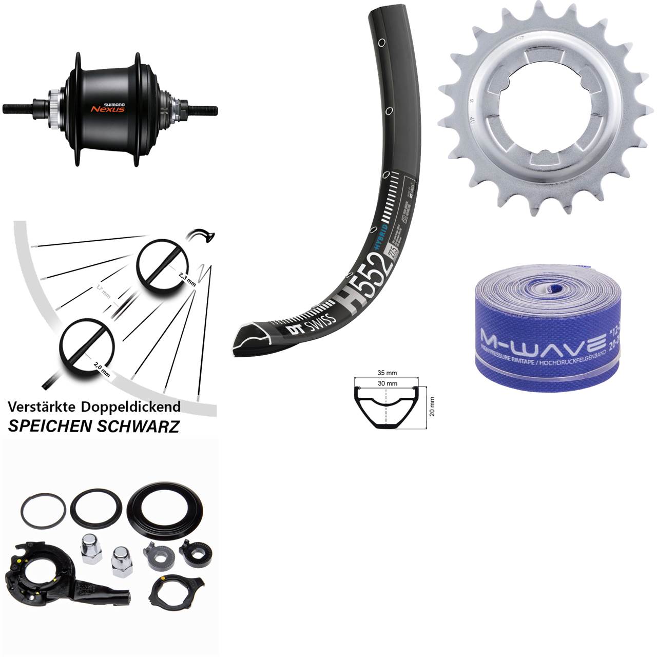 29 Zoll Hinterrad DT Swiss H552 Shimano Nexus 7-Gang Nabenschaltung Centerlock