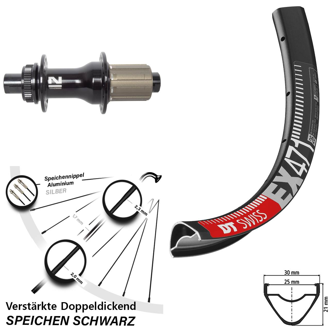 DT Swiss EX 471 Novatec D792 29 Zoll Hinterrad Centerlock 12x142 8-12 fach