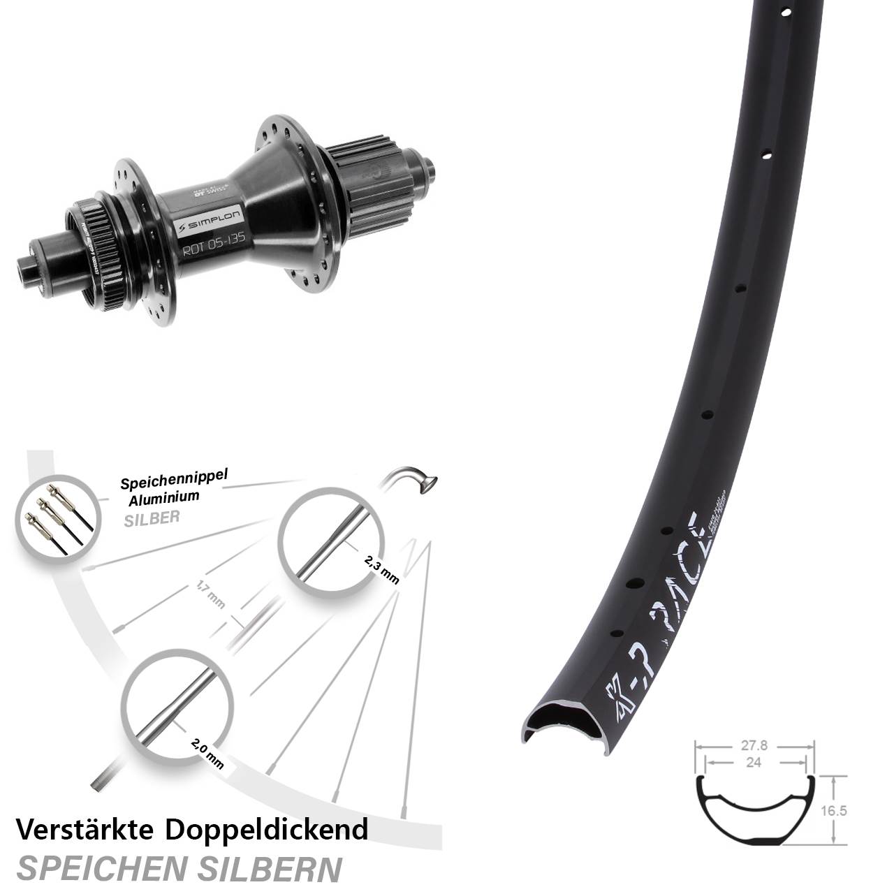 KX-R Race DT Swiss 370 Hybrid 28 Zoll Disc Hinterrad QR Micro Spline