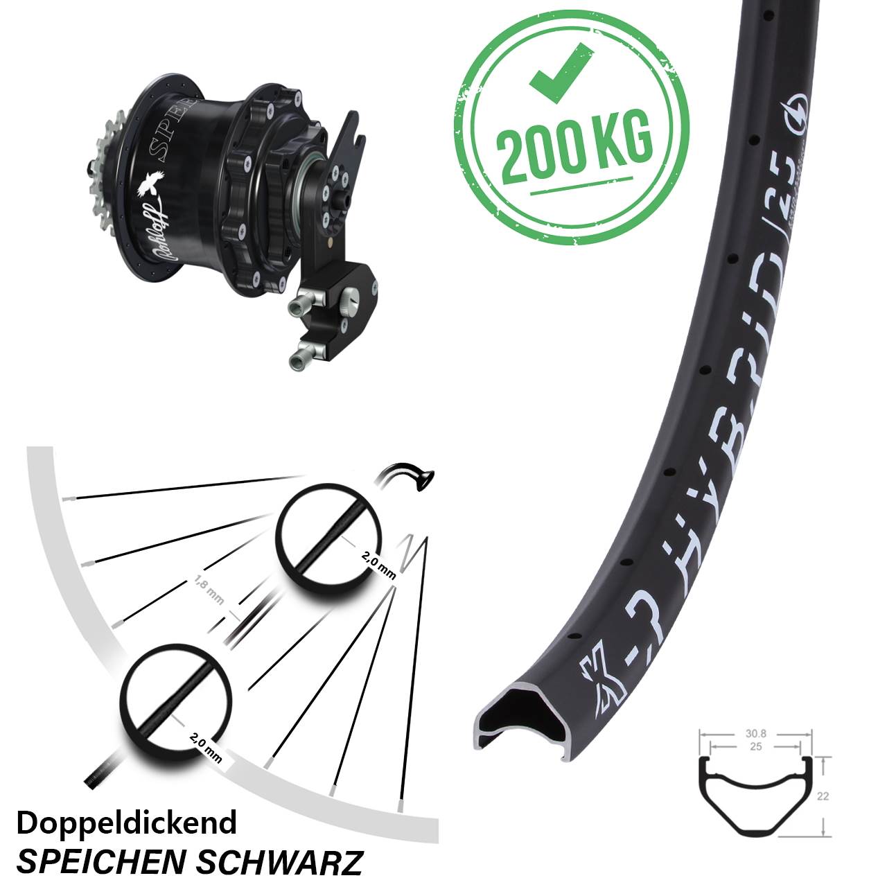 28-29 Zoll Laufrad Rohloff Speedhub CC OEM2 KX-R Hybrid 25