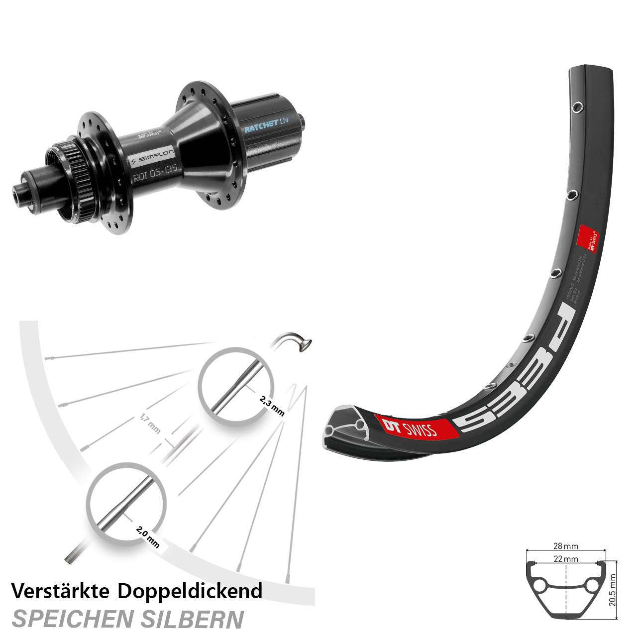 Centerlock Hinterrad für Schnellspanner 28-29 Zoll DT Swiss 533d-370 Hybrid 8-11 fach HG