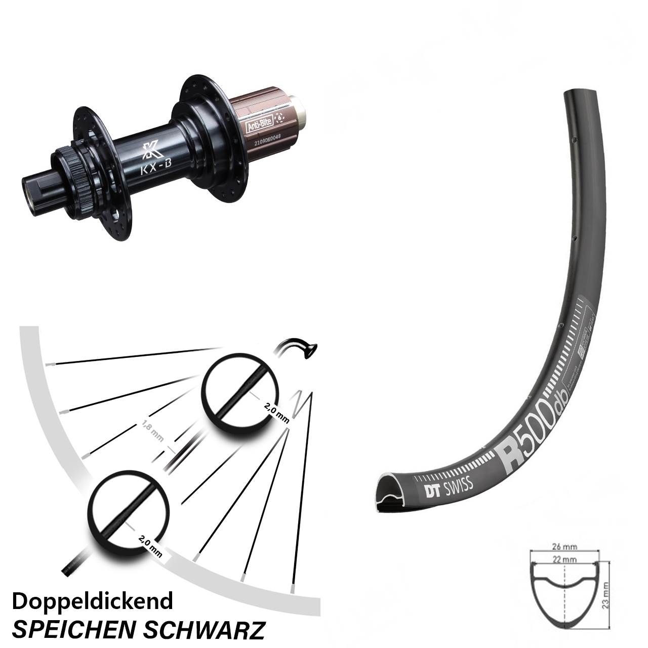 KX-B Boost 12x148 mm Centerlock Shimano HG 11-12 fach DT Swiss R 500 Hinteres Rad 28 Zoll