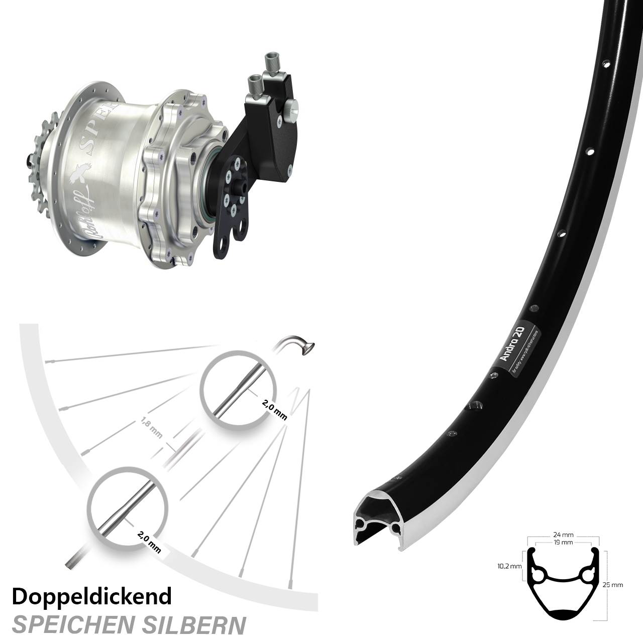 Rohloff Speedhub CC DB Ryde Andra 20 Laufrad 28 Zoll