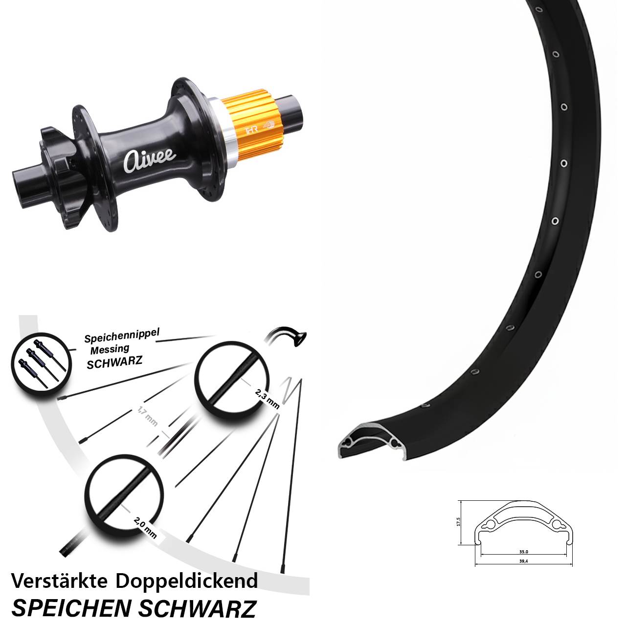 Hinterrad 29 Zoll Ryde Disc 35 Aivee Shimano Micro Spline 12x148