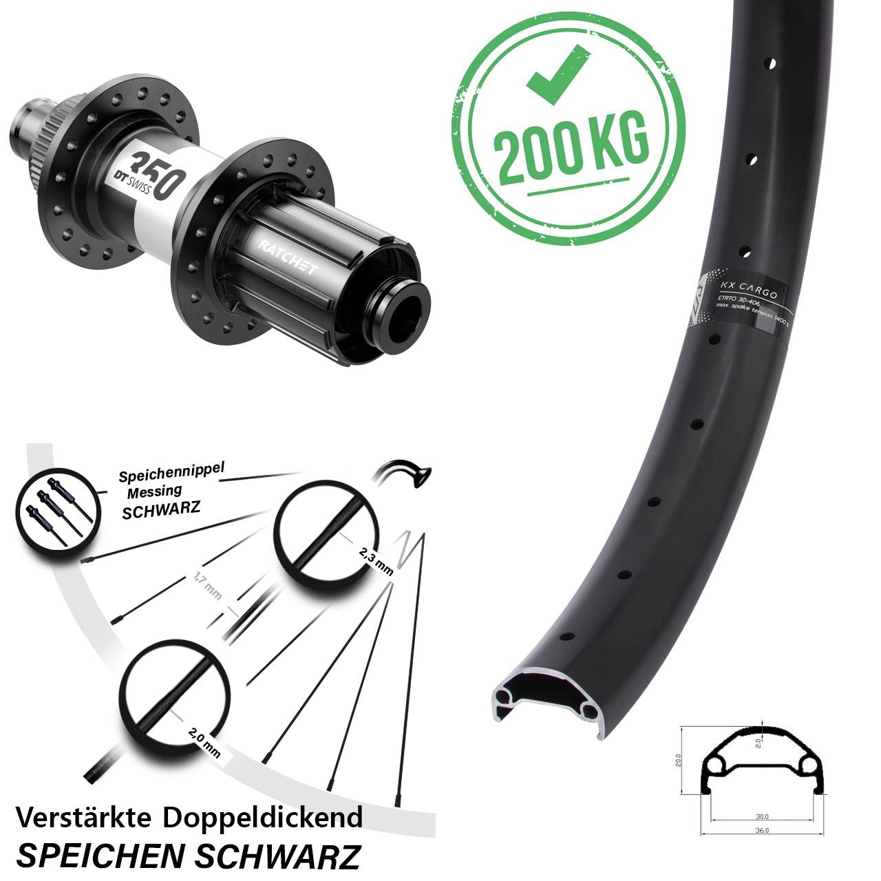 26 Zoll DT Swiss 350 Disc Hinterrad 12x142 8-11 fach KX 30-559