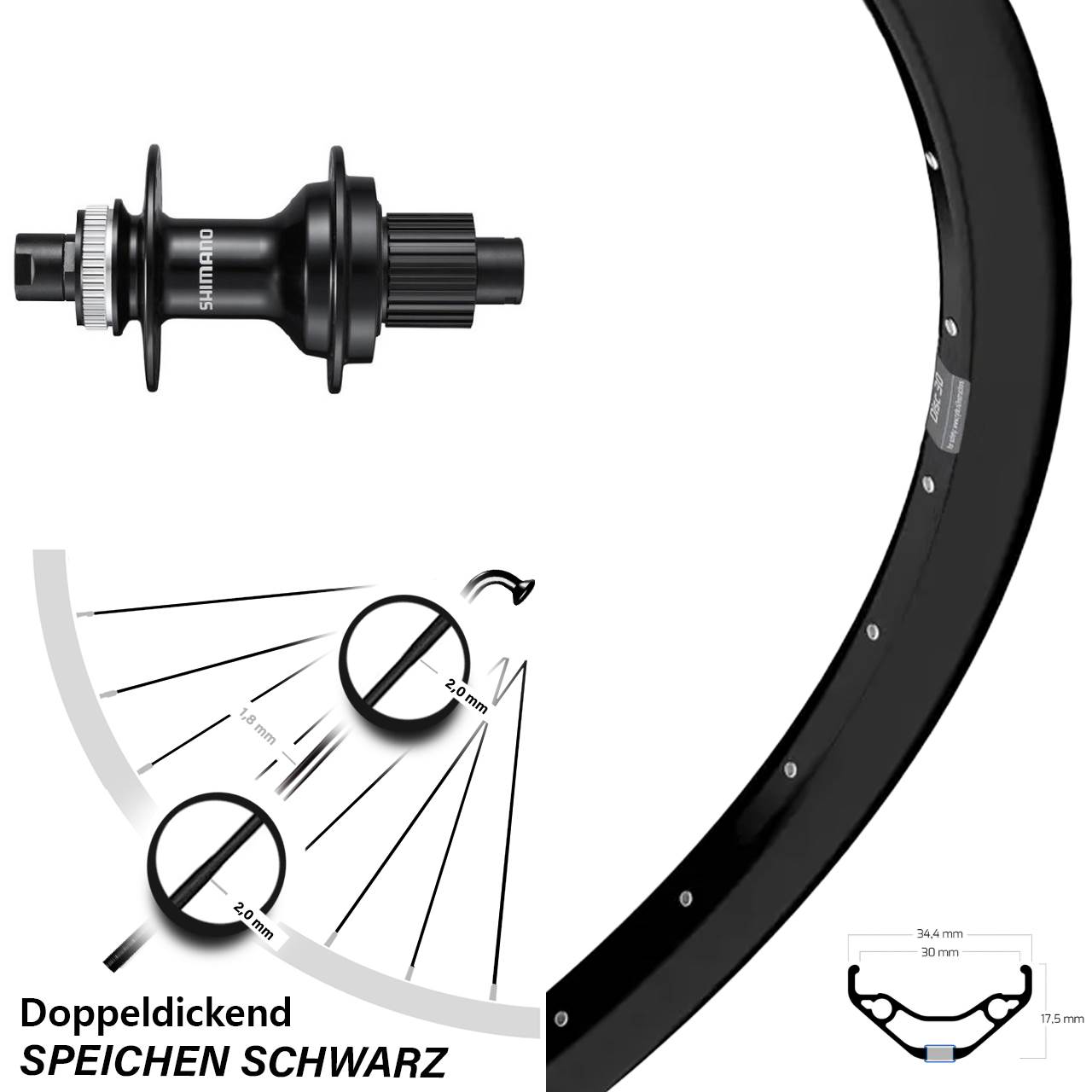 27,5 Zoll Ryde Disc 30 Hinterrad Shimano MT510 Micro Spline 12x142