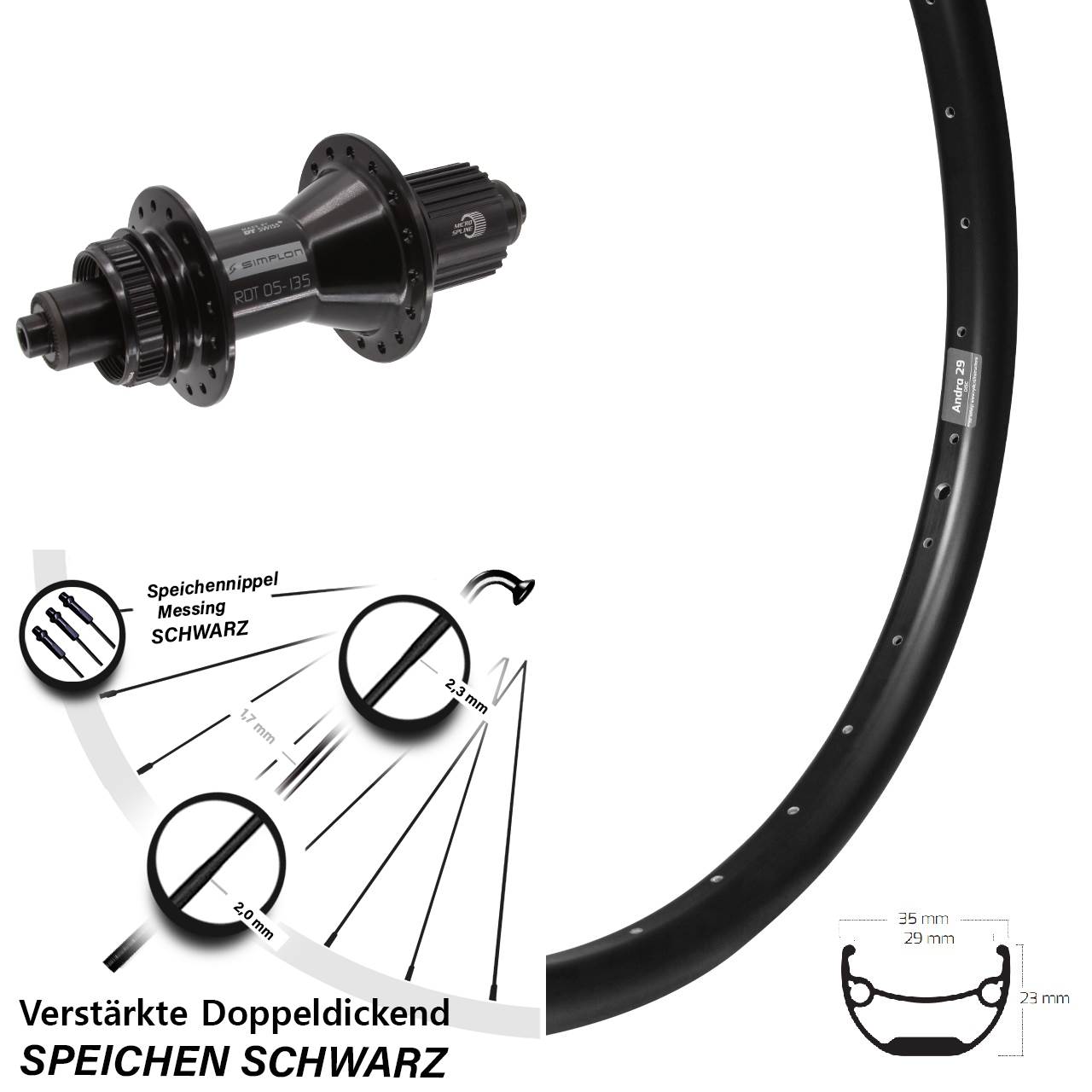 Hinterrad Centerlock für Schnellspanner 26 Zoll Ryde Andra 29 DT Swiss 370 Hybrid Micro Spline