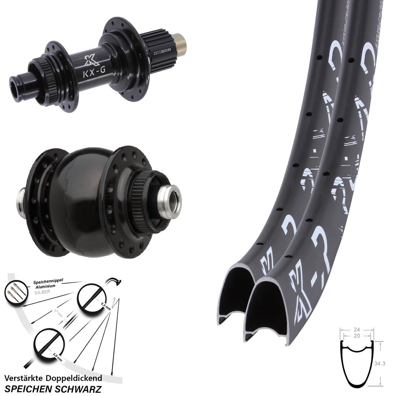 28-29 Zoll KX-R Road Steckachse SONdelux Laufradsatz Centerlock Shimano Micro Spline