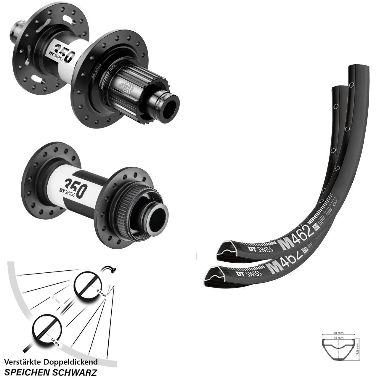 Centerlock Laufradsatz 15x110 12x148 27,5 Zoll DT Swiss M462 350 DEG72 Micro Spline