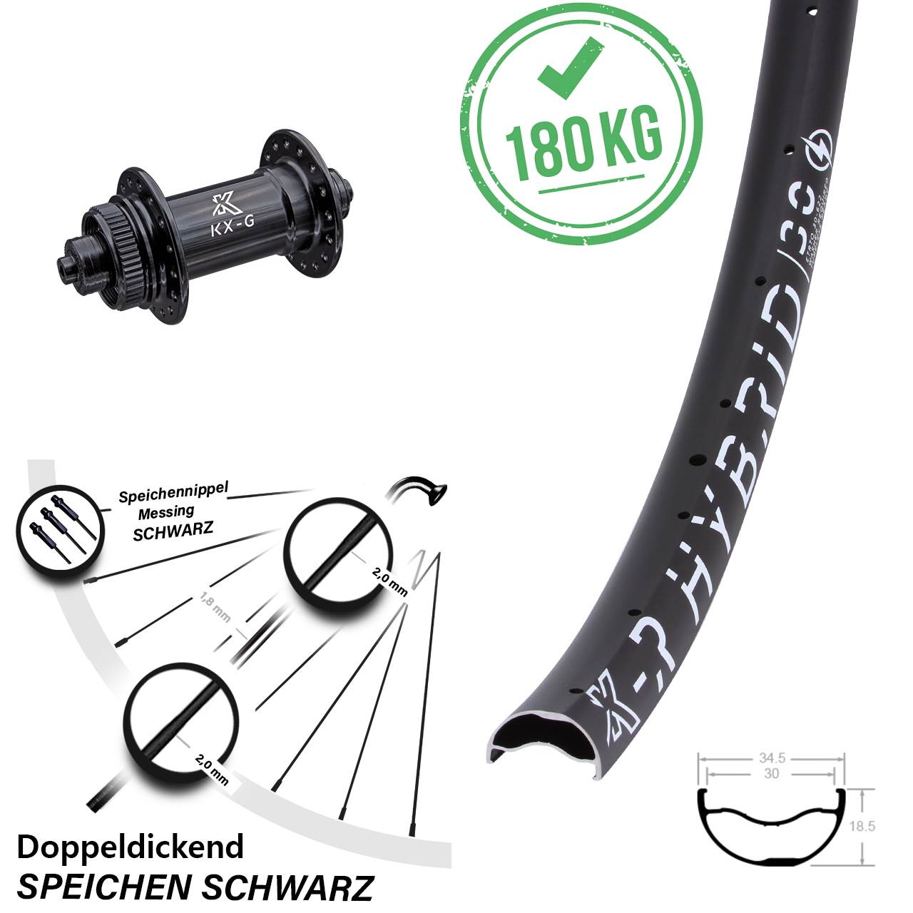 29 Zoll KX-GR Hybrid 30 Centerlock QR Vorderrad