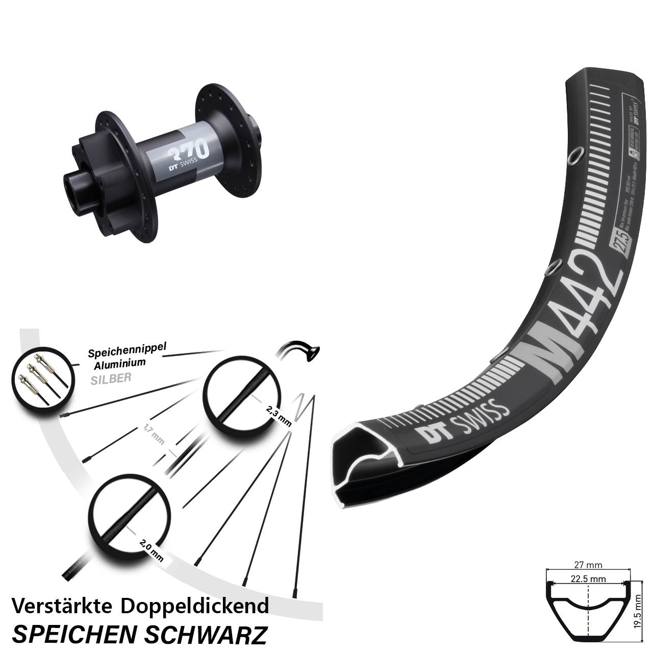 Vorderrad 6-Loch 28-29 Zoll DT Swiss M 442-370 12x100