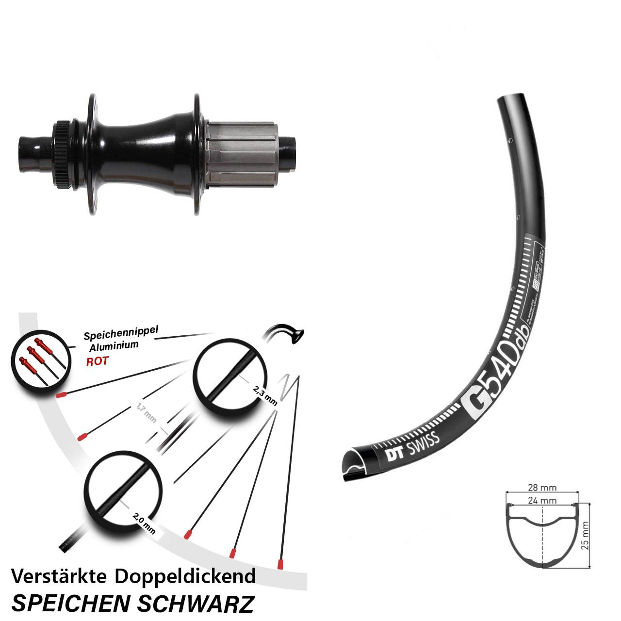 Centerlock Hinterrad 29 Zoll DT Swiss G540 Formula CL-142S 8-11 fach HG 12x142
