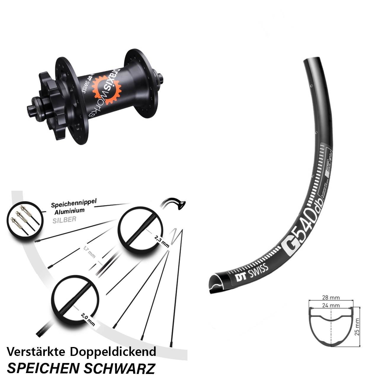 Disc Laufrad 27,5 Zoll DT Swiss G540-350 für Schnellspanner