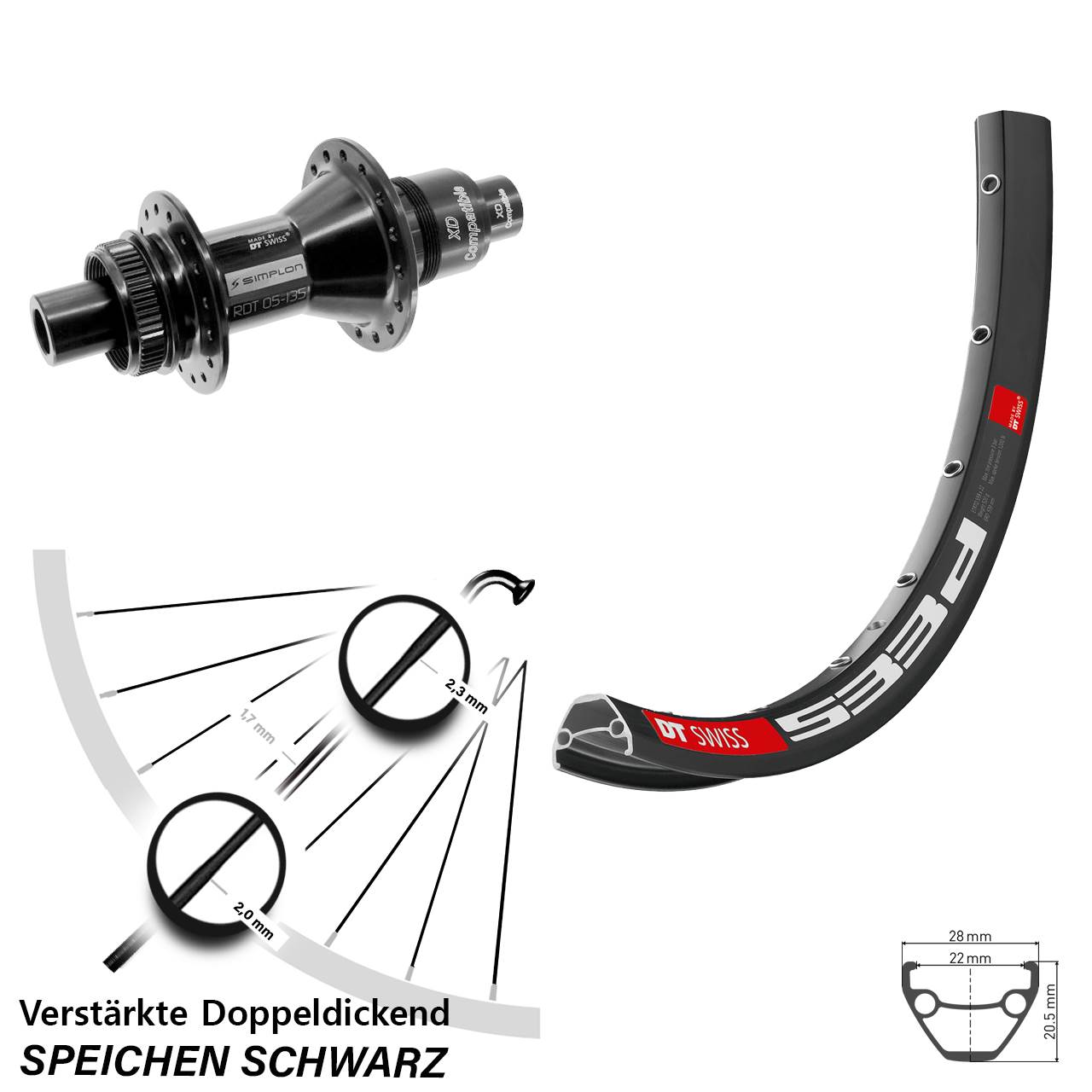 Centerlock Hinterrad 650B DT Swiss 533d DT Swiss 370 XD 12x142