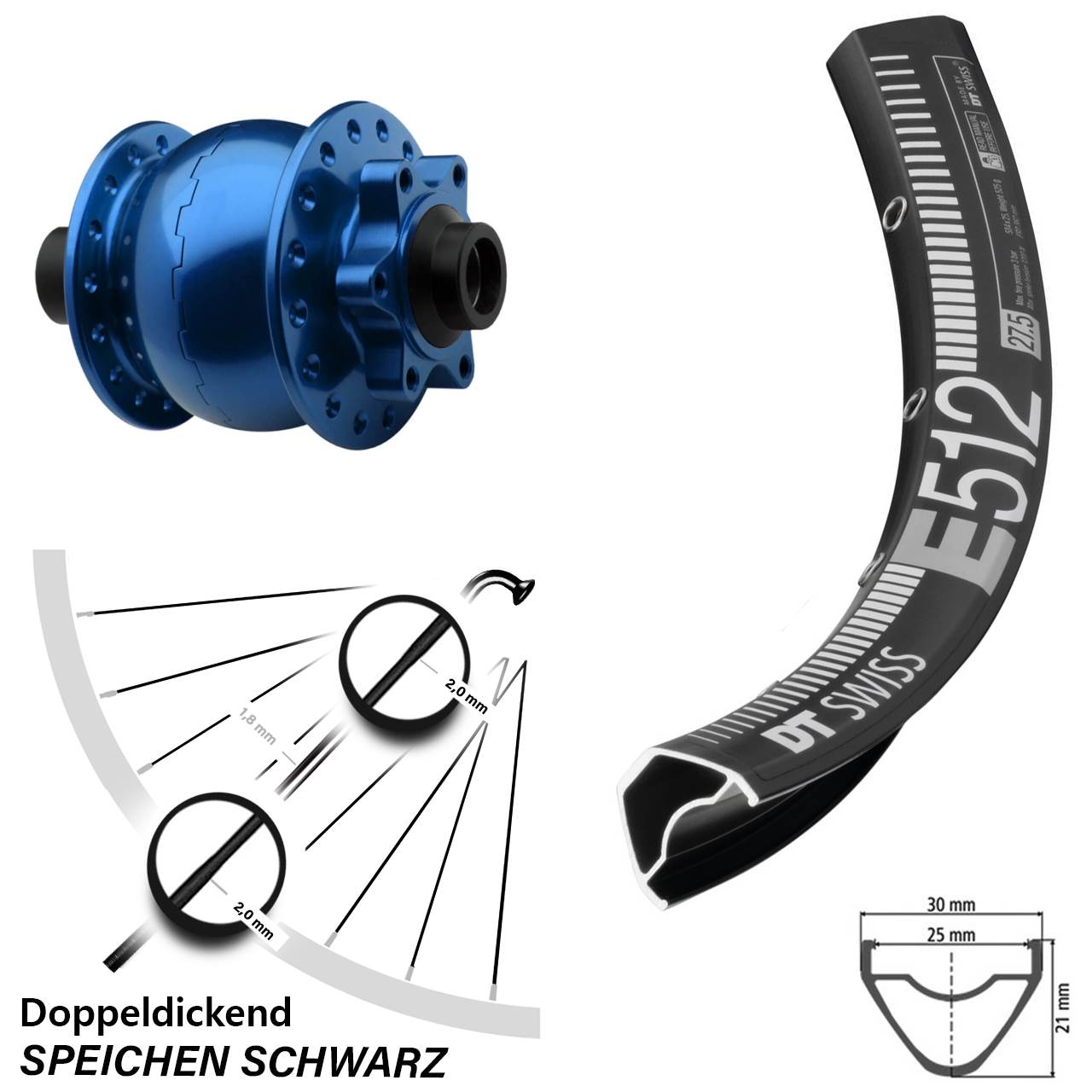 29 Zoll Nabendynamo Vorderrad Son 28-15 DT Swiss E 512 Disc