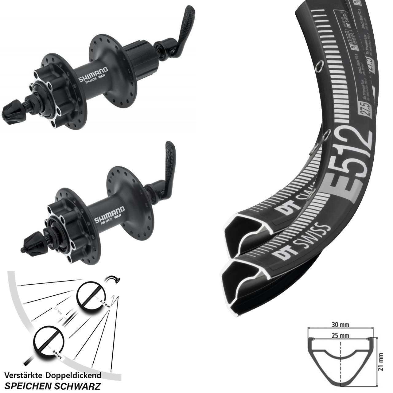 DT Swiss E512 Shimano Alivio 650B 6-Loch Laufradsatz für Schnellspanner 8-11 fach HG