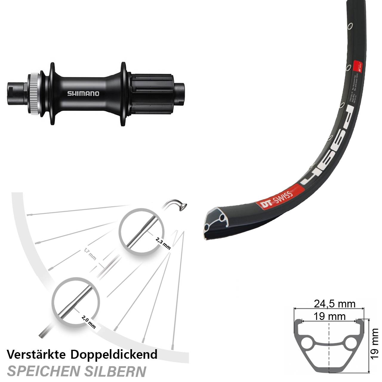 Disc Laufrad 28 Zoll DT Swiss 466d Shimano FH-MT400 8-11 fach HG 12x142