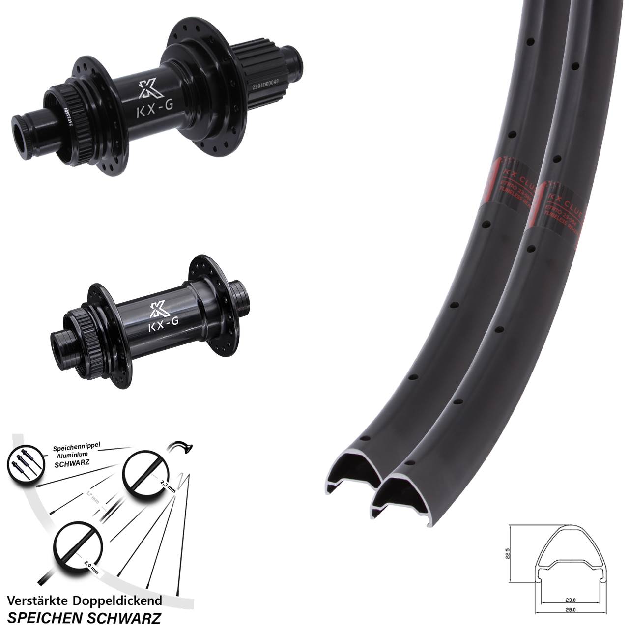 650B KX-GS Clue Heavy Duty Laufradsatz Centerlock 12x100/142 Shimano Micro Spline