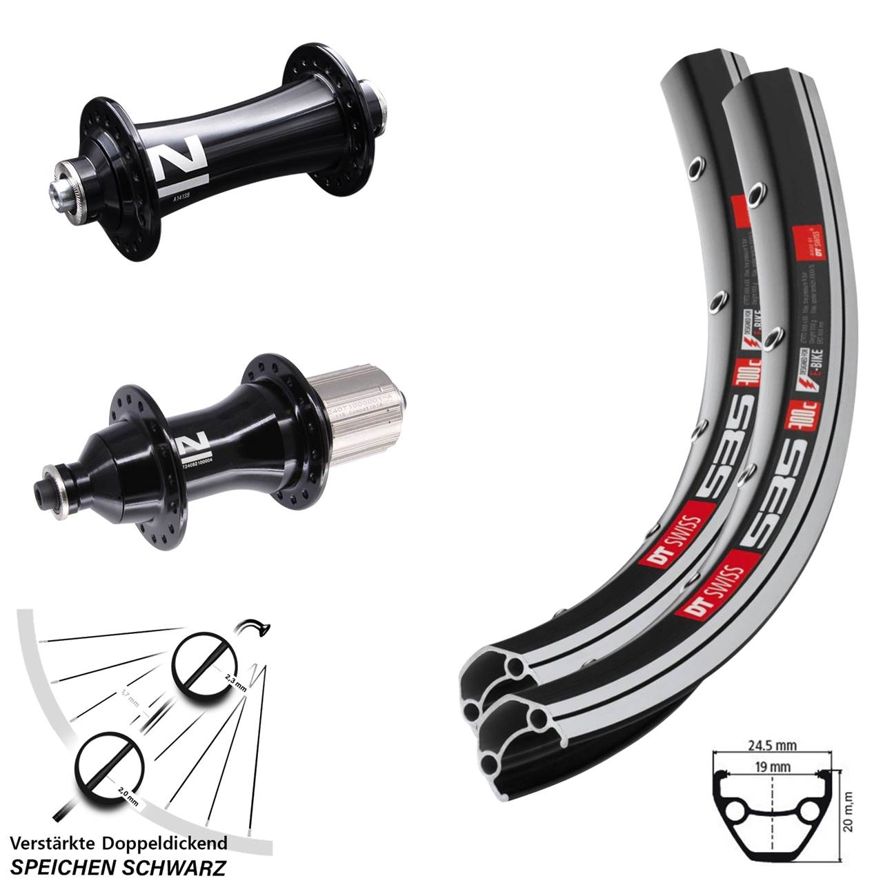 DT Swiss 535 Novatec A141 F162 Heavy Duty 26 Zoll Laufradsatz für Schnellspanner 8-12 fach