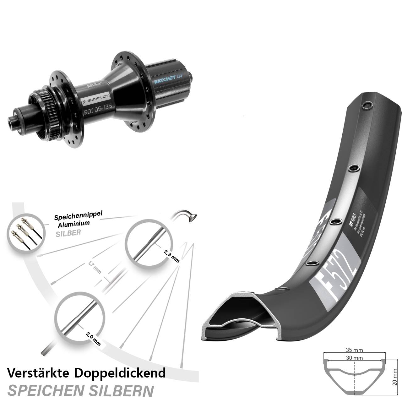 DT Swiss F572-370 Hybrid 29 Zoll Disc Laufrad QR 8-11 fach HG