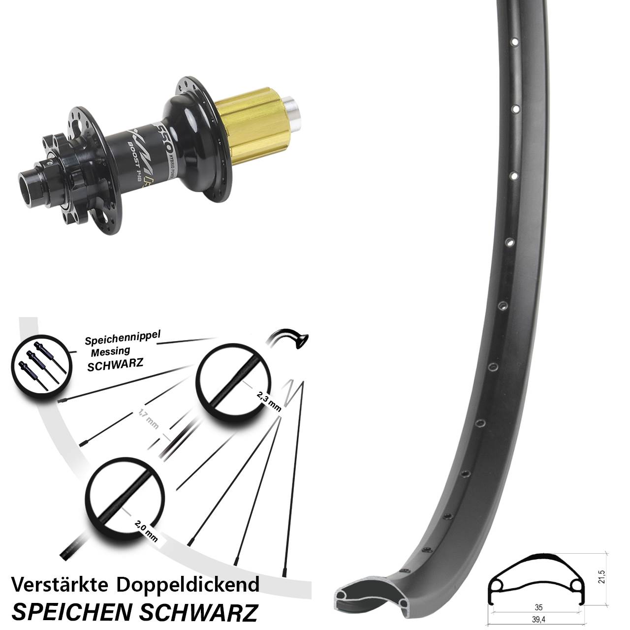 Ambrosio E35 Miche XMH 550 27,5 Zoll Disc Laufrad 12x148 8-11 fach