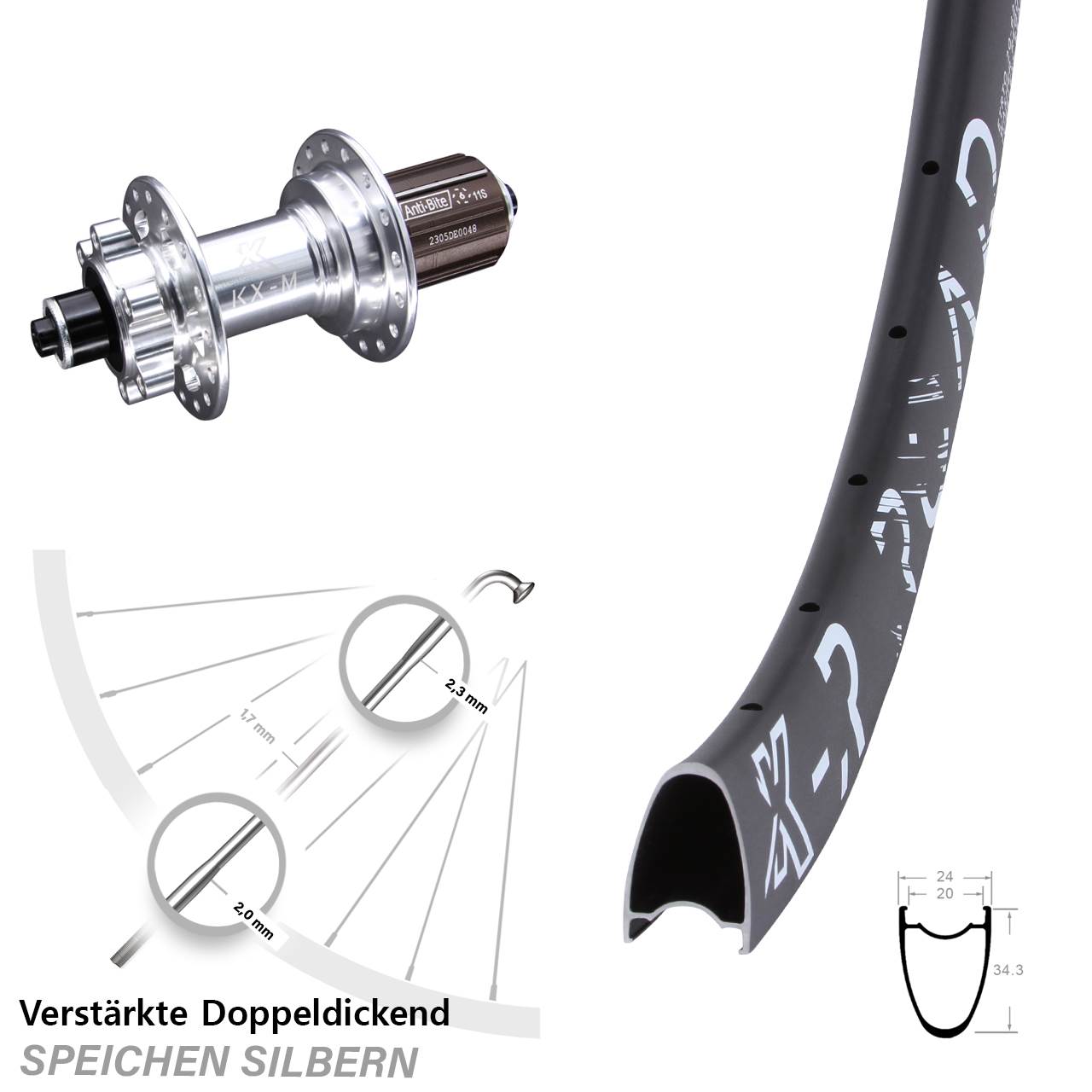 28 Zoll KX-MR Road 6-Loch Hinterrad für Schnellspanner 8-12 fach