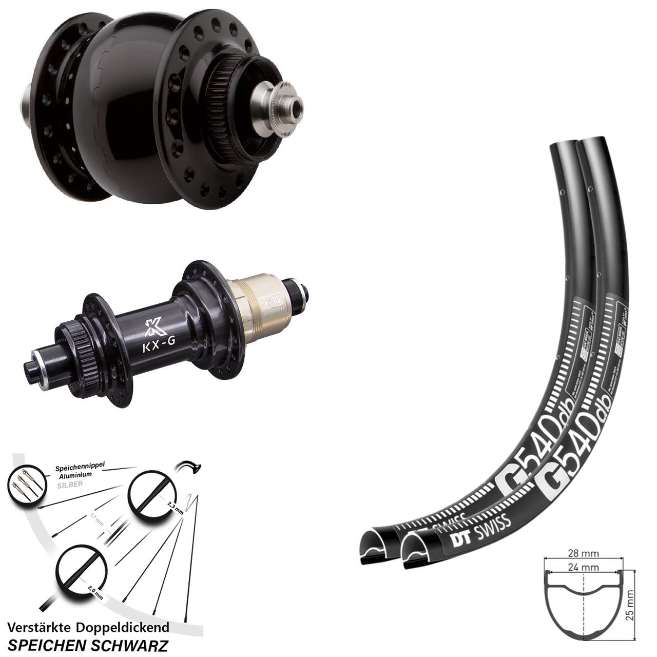 DT Swiss G540 KX-G SON 28 28-29 Zoll Laufradsatz Centerlock QR XDR 11-12 fach