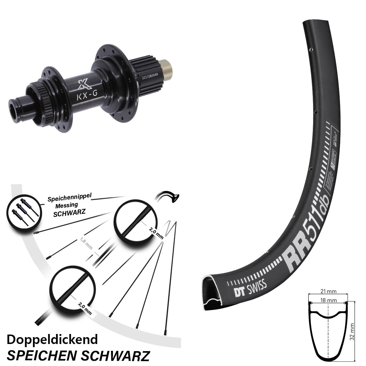 Hinterrad Centerlock 12x142 28 Zoll DT Swiss RR511 KX-G Shimano Micro Spline