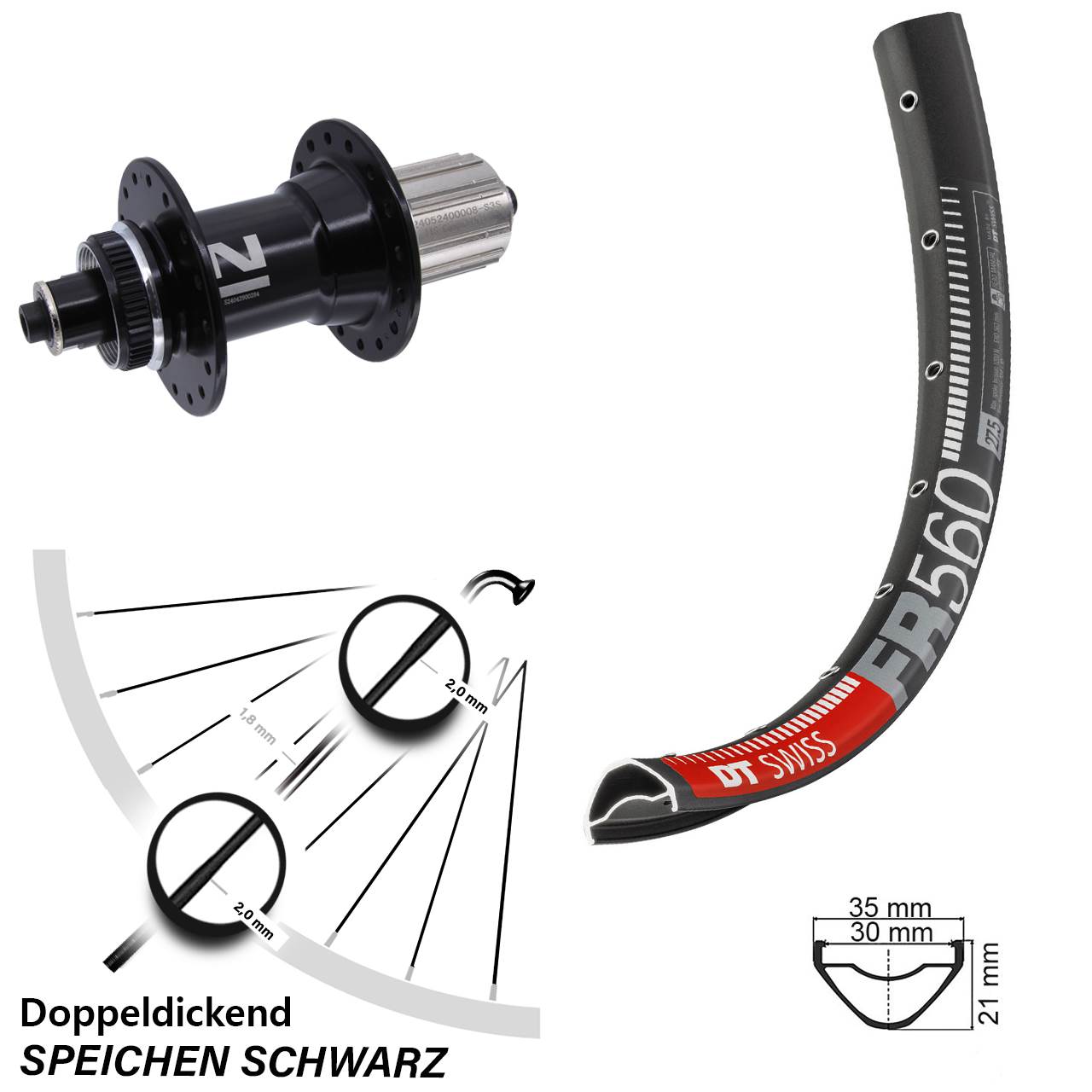DT Swiss FR560 Novatec D042 26 Zoll Disc Hinterrad QR 8-12 fach