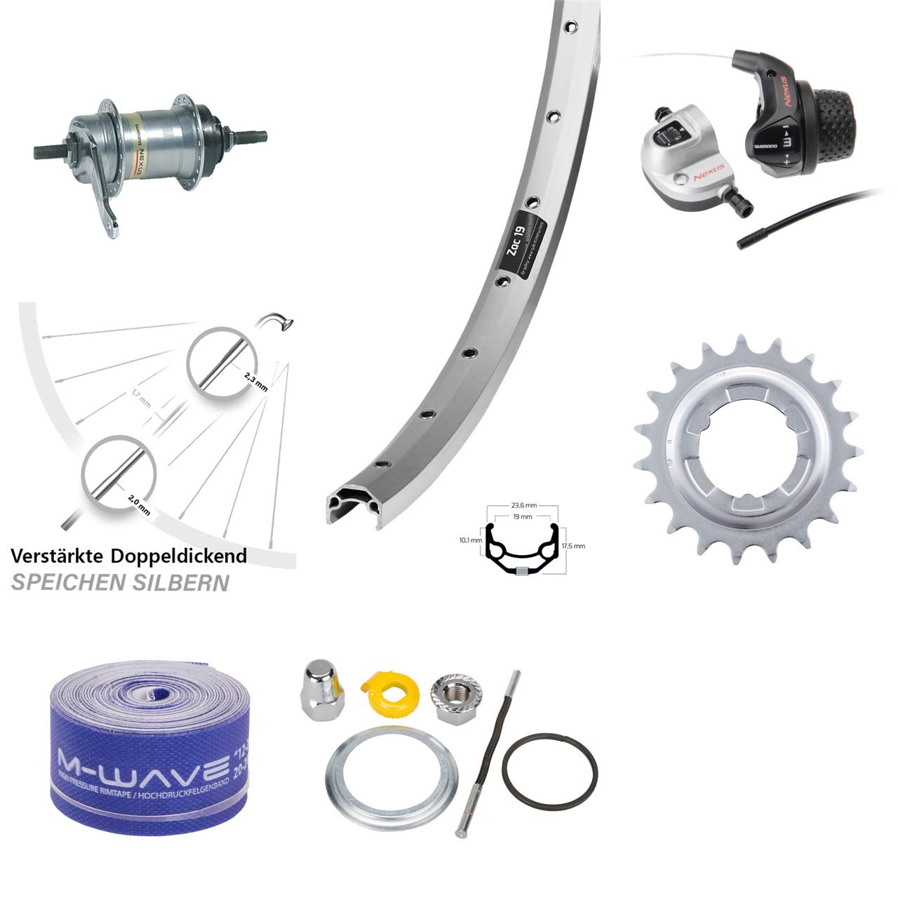 Hinterrad 26 Zoll Ryde Zac 19 Shimano Nexus 3-Gang mit Rücktritt