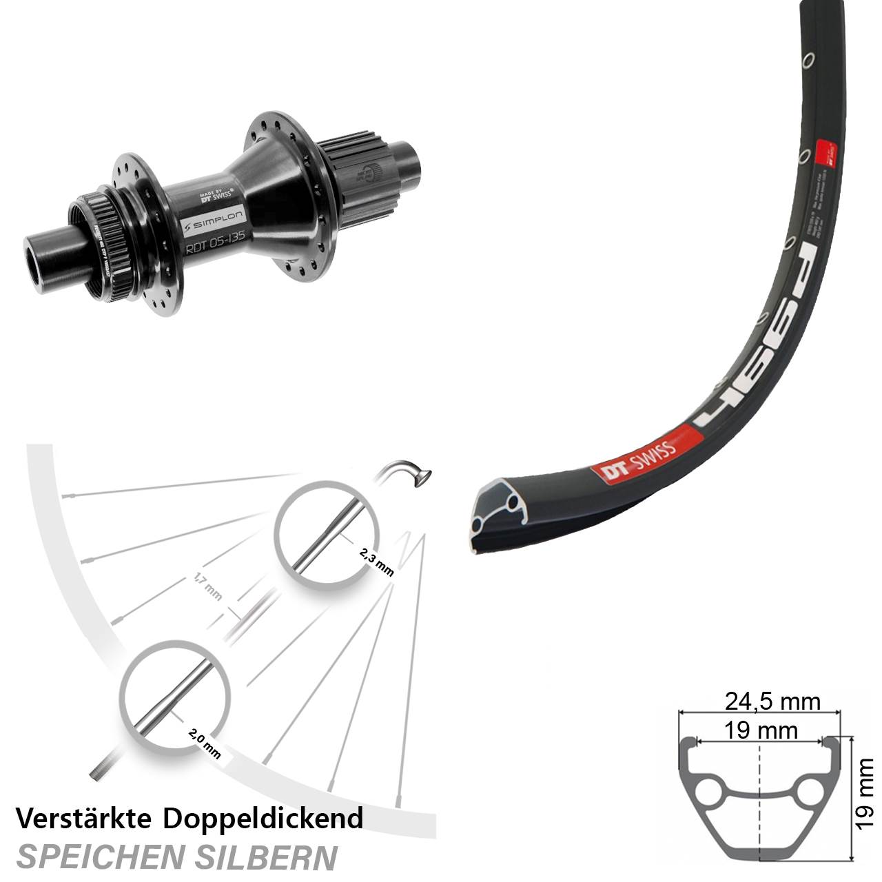 29 Zoll DT Swiss 466d DT Swiss 370 Hybrid Disc Laufrad 12x142 Micro Spline