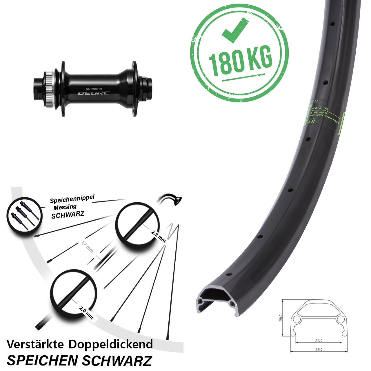 27,5 Zoll KX Evo Shimano Deore HB-M6010 Centerlock Vorderrad 15x110 Boost