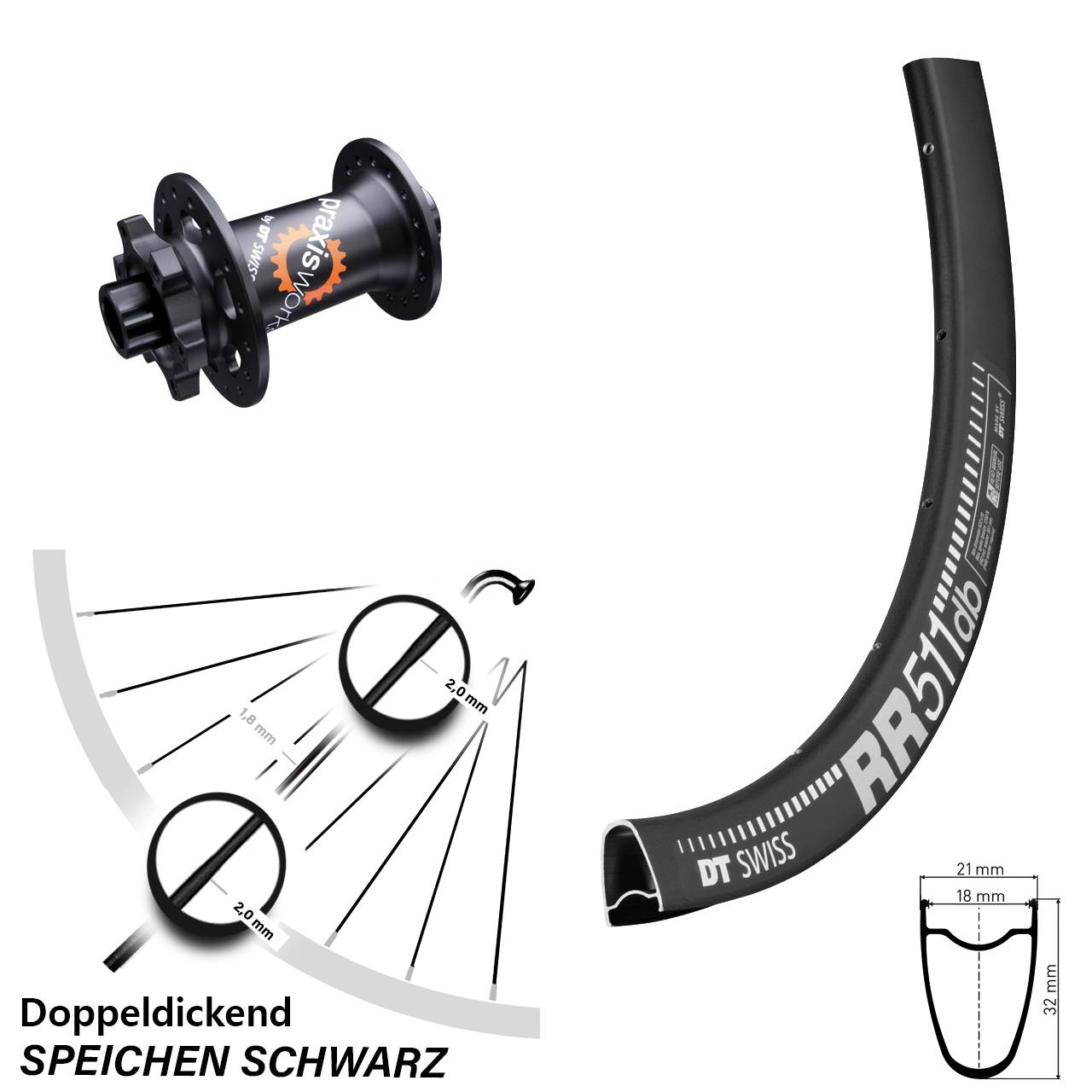 DT Swiss RR511-350 SL 28 Zoll Disc Vorderrad 15x100