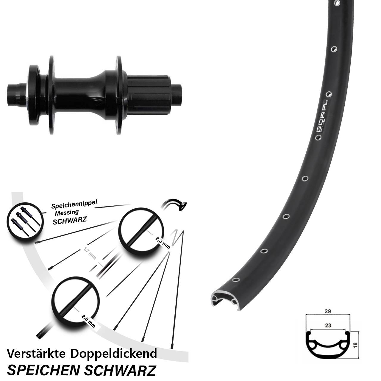6-Loch Hinterrad 12x148 26 Zoll Gora 23 Fastace DA210 8-12 fach HG