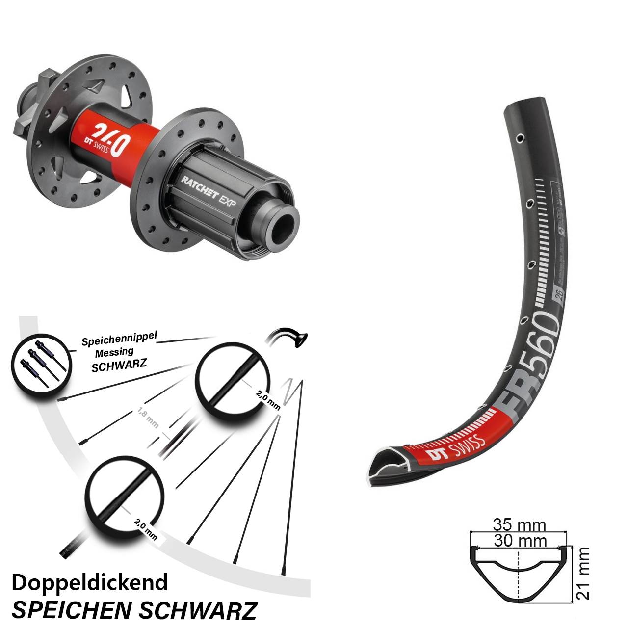 Hinterrad 6-Loch 26 Zoll DT Swiss FR560-240 EXP 8-11 fach 12x148