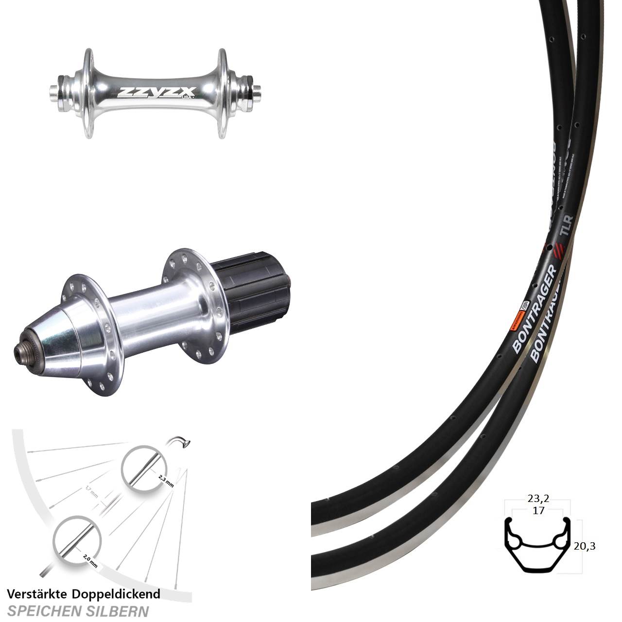 Laufradsatz für Schnellspanner 28 Zoll Bontrager TLR Formula ZZYZX VR RB-91S 8-11 fach HG