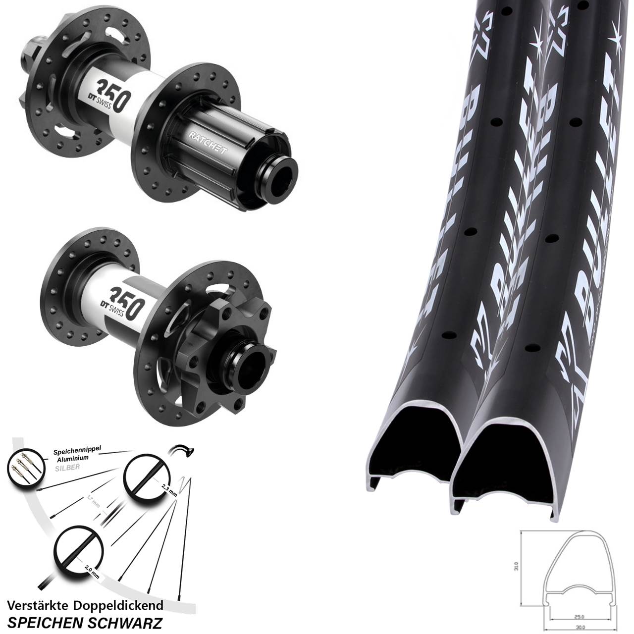 Disc Laufradsatz 15x110 12x148 28 Zoll KX Bullet OS DT Swiss 350 8-11 fach