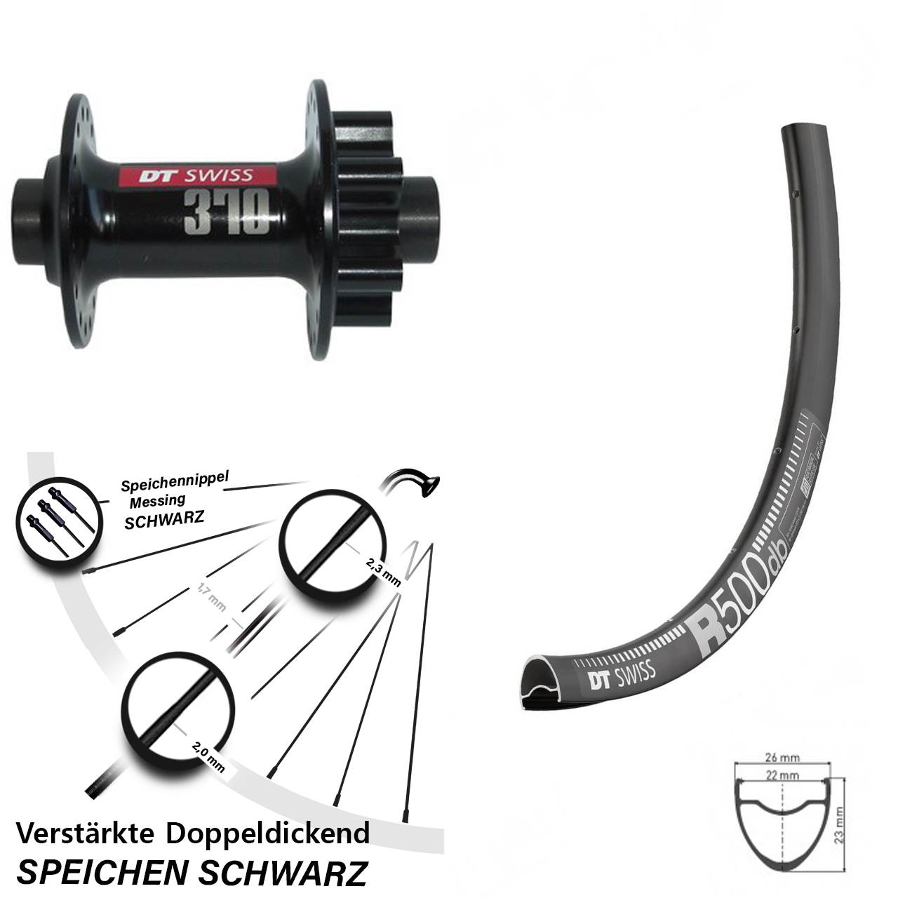 Vorderrad 6-Loch 28 Zoll DT Swiss R 500-370 12x100